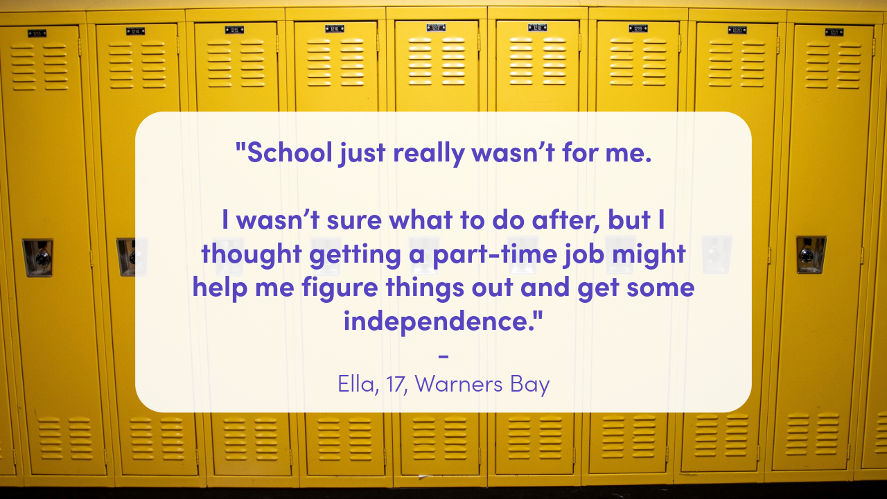 The start of Ella's next chapter after school